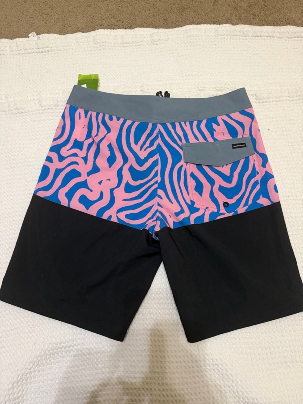 Quiksilver Men’s Pink & Blue Zebra Print Boardshorts with Black Panels - Picture 2 of 7